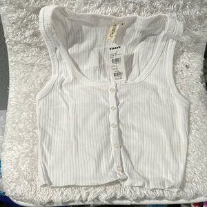 Tilly's White Ribbed Sleeveless Tank Top